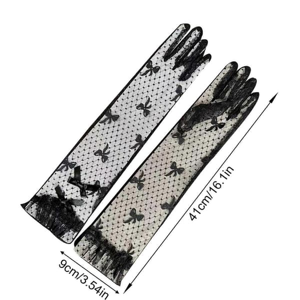Sorte handsker til bryllupshandsker Lange fuldfinger sorte handsker Festartikler Halloweenhandsker til cosplay Sort os[HK] Black os