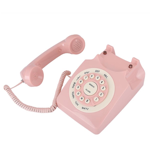 Pink Vintage Telefon - Høj Definition Opkaldskvalitet - Kablet Telefon til Hjemmekontor[HK]