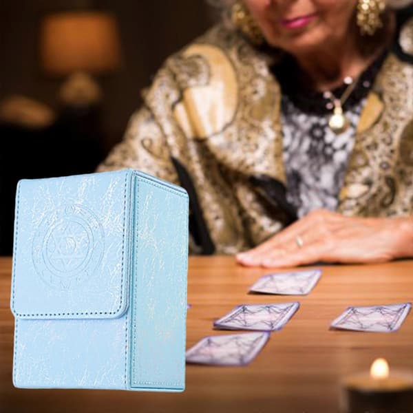 Stor Magnetisk Opbevaringsboks til Divinationskort Ekstra PU Læder Planner Til Flere Kortspil Og Tilbehør Gradient hvid[HK] Blue