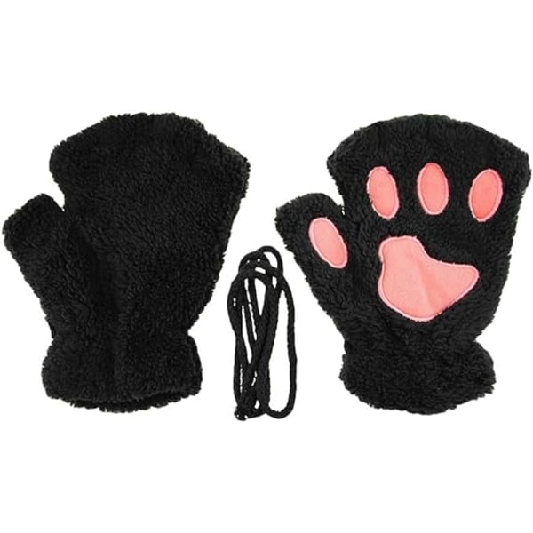 Kvinnor Vinter Varm Snygg Fluffig Stickad Fingerless Mittens Handske[HK]