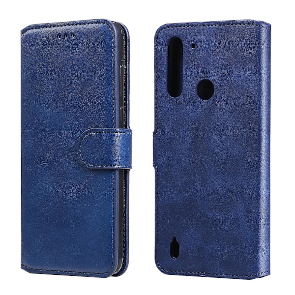 Kalveskinds tekstur læder cover til Motorola Moto G8 Power Lite[HK] Blue