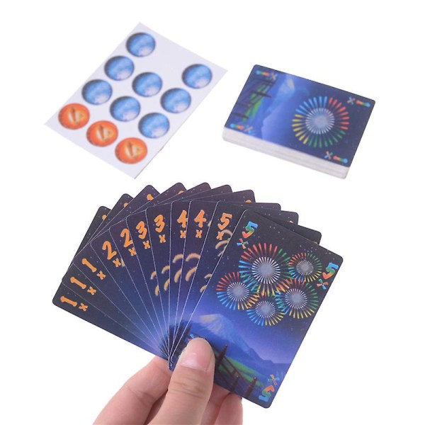 Hanabi-lautapeli 2-5 pelaajan korttipelit Helppo pelata Hauska peli juhliin/perheille[HK] Multicolor 1 Pair