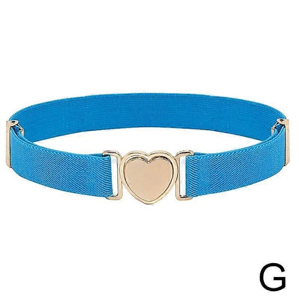 Jenter Elastiske Belter Justerbart Midjebelte Tenåringsbukser Hjerte NYTT. Belte[HK] Light blue