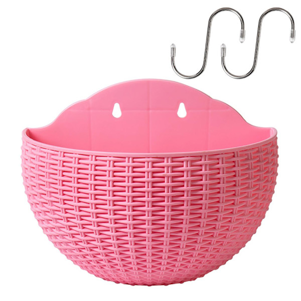 Seinälle kiinnitettävä kukkaruukku Kukkaruukku Lahja Parveke Puolipyöreä Sisä- ja ulkokäyttöön Koti Sisustus Riippuva Eurooppalainen Tyyli Maljakko[HkkK] Pink small  size