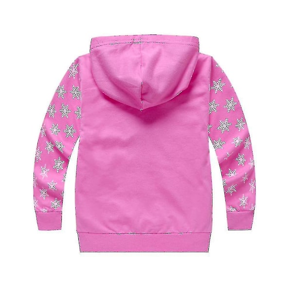 Frozen 3-8 år Barn Flickor Rock Kappa Med Luva Hoodies Dragkedja Långärmad Jacka Jumper Pullover Toppar[HK] Rose Red 5-6 Years