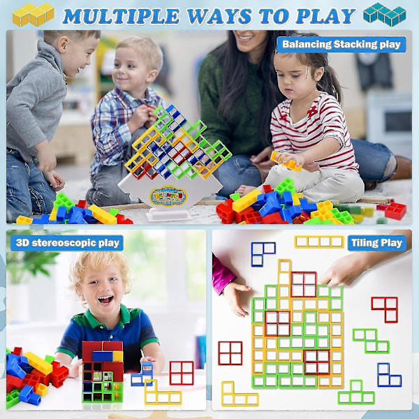64 st Tetra Tower Balansstaplingsblocksspel, Brädspel för 2 spelare + Familjespel [HK]