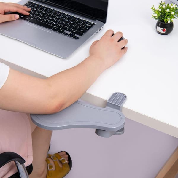 Armlæn til skrivebord, justerbar ergonomisk computerbordtilbehør, bærbar støttepude til bærbar og stationær brug, ideel til kontor, S[HK] Grey