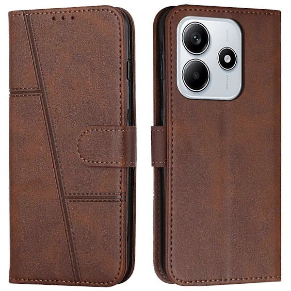 För Xiaomi Redmi Note 14 5G Fodral Ställ Flip Skyddande Läder Telefonskal - Svart[HK] Brown Multicolor