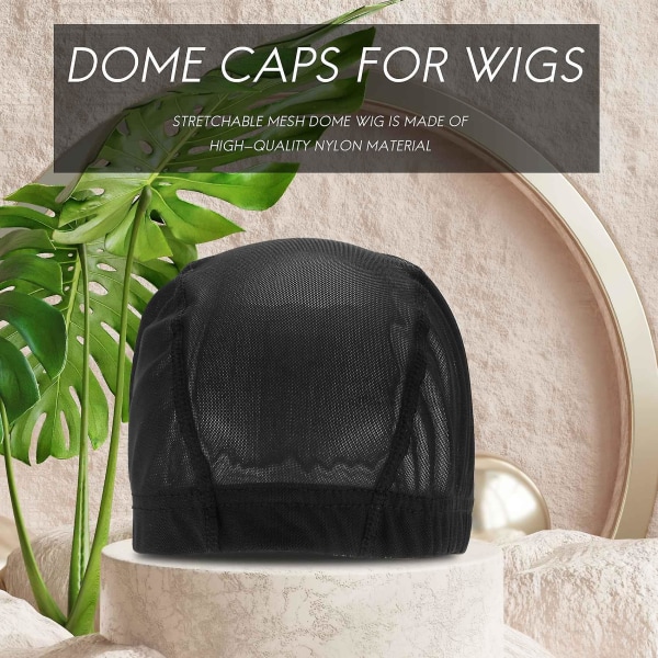 6 Pcs Wig Cap For Wig Making Elastic Dome Mesh Wig Cap Women's Front Lace Wig Black([HK])