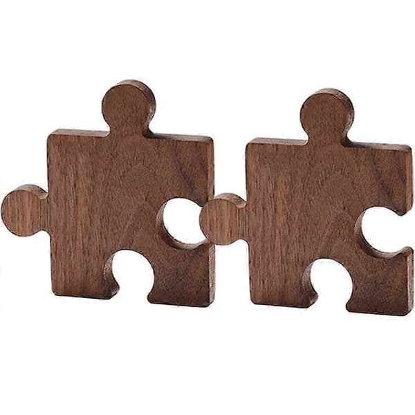 Isolerte tebrikker Jigsaw koppunderlag Bruk valnøttre 2 stk[HK] Coffee 10.00X10.00X1.00CM