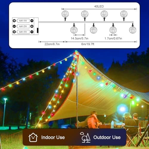 Utendørs solcelledrevne lyslenker med 40 LED og 6-timers timer, IP65 vanntett[HK]