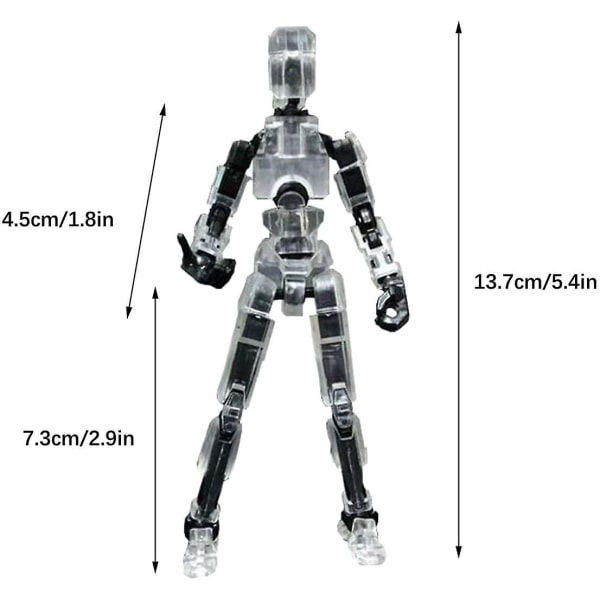 T13 Action Figure, Titan 13 Action Figure med 4 typer av vapen och 3 typer av händer, T13 3D Printed Multi-Jointed Action Figure[HK] Transparent