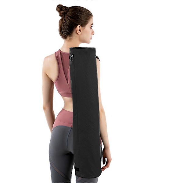 Yoga Måtte Taske Fuld Lynlås Træningscenter Bære Taske Holdbar Justerbar Skulderrem Multi-funktionel Opbevaringstaske[HK] Black