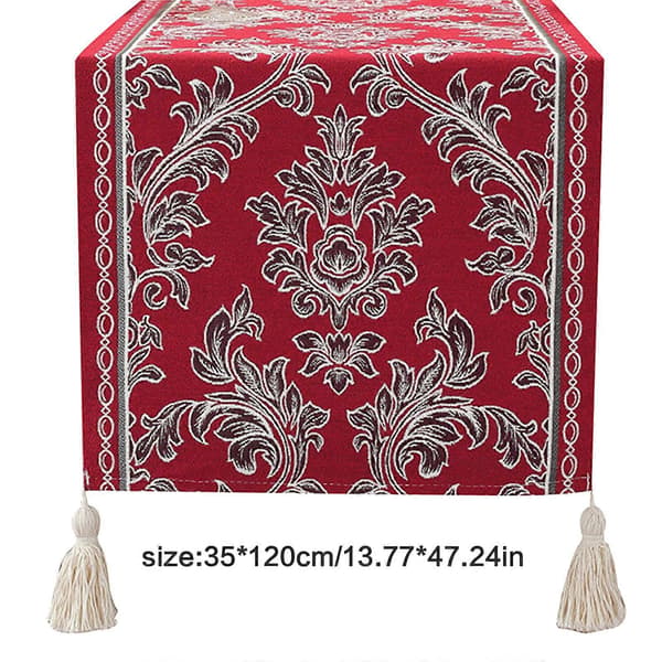 Dug Maskinvaskbar Etnisk Design Bordløber Krølbestandig Polyester Borddækning til de fleste borde Rød[HK] Red