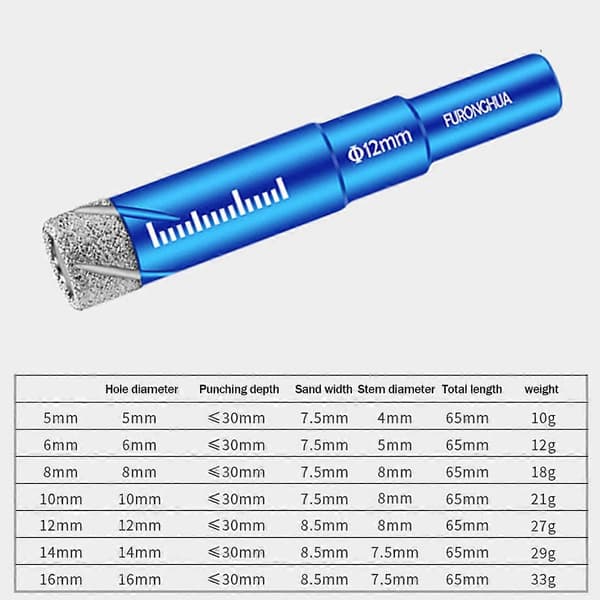 Diamantflisbor, 5 deler, 5-12 mm[HK]