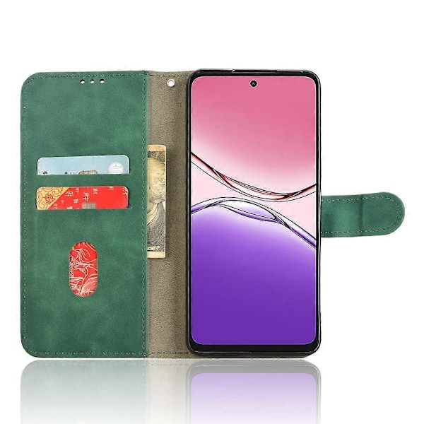 Læderetui til Oppo A5 Pro 5G, hudfølelse, anti-drop, pung, flip telefoncover [HK] Multicolor Green