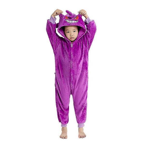 Gengar-dräkt för barn, onesie med dragkedja, varm vinteroverall, tecknad jumpsuit, pyjamas, nattkläder, myskläder [HK] 6-7 Years