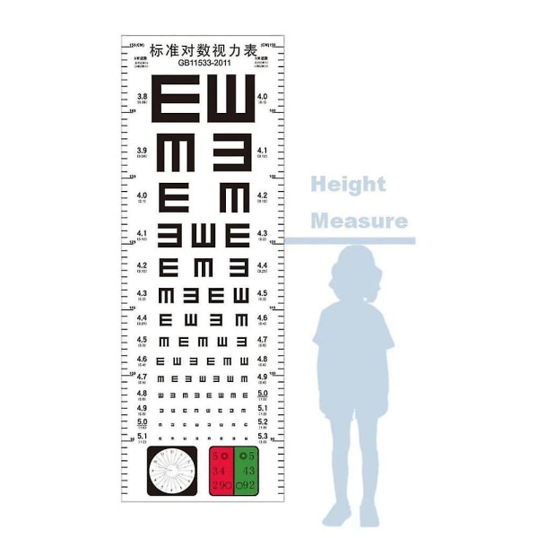 Vattentät ögonschema Standard synfelskontrolldiagram med höjdmätningslinjal för vuxna barns ögonundersökning[HK]