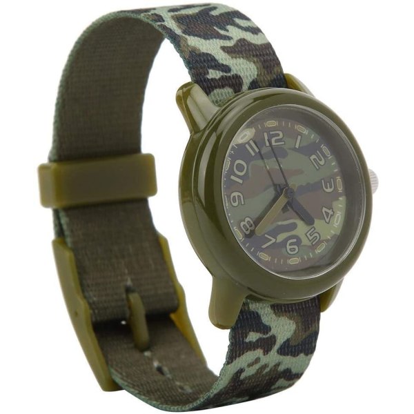 Den bästa presenten för barnklocka watch kamouflage watch stretch tygrem (kamouflagegrön)