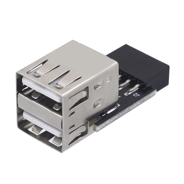 9-pins till 2-ports USB adapterkontakt Pc internt moderkort 9-pins till usb2.0 typ A-honomvandlare ([HK])
