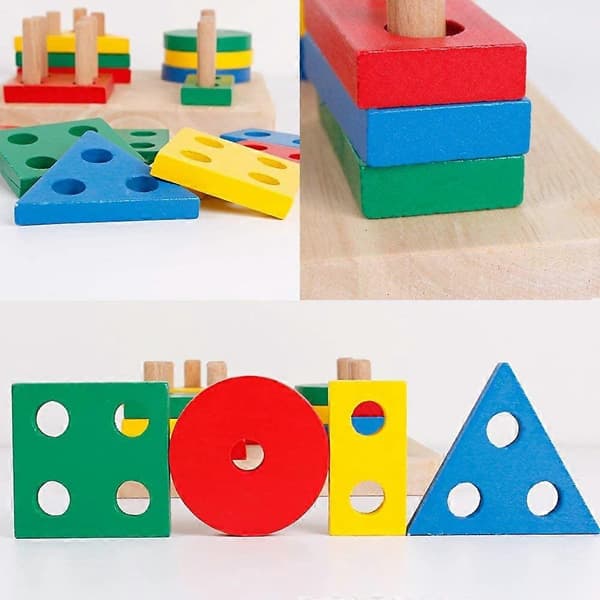 Trä förskolebarn Geometrisk Form Klassificering Brädspel Pussel Leksaker för Barn [HK]