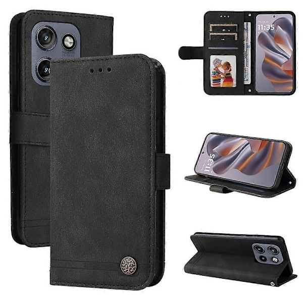 Ihoa myötäilevä PU-kotelo Motorola Edge 50 Neo / ThinkPhone 25[HK] -puhelimelle Black