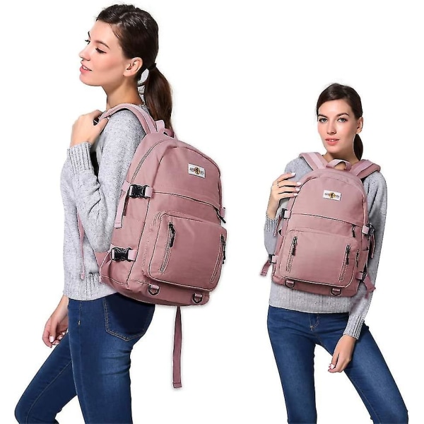 Ryggsäck Tonåring skolryggsäck med USB laptop skolväska[HK] Pink