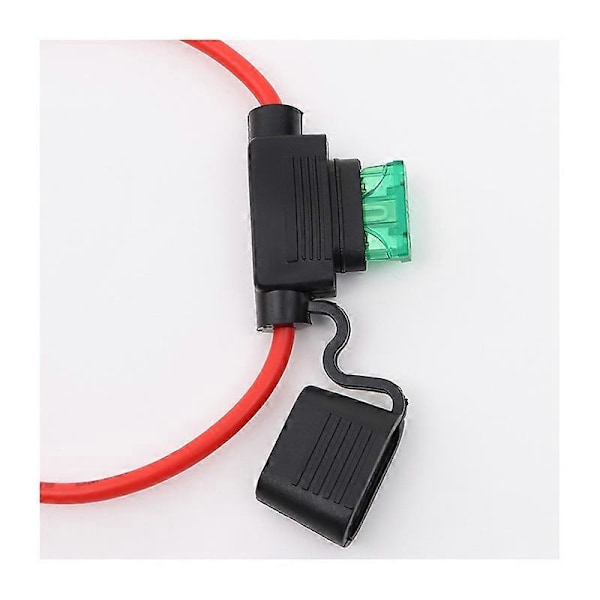 2-pack 12ga Säkringshållare, Inline Säkringshållare 12 Gauge Säkringshållare 12v Vattentät Pigtail Bladsäkringsrelä med 30AMP ATC Säkringar[HK]