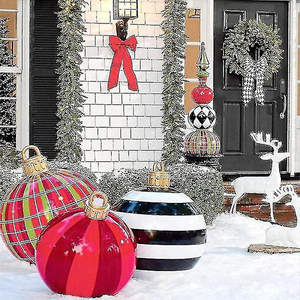 Jätte Stor Jul PVC Uppblåsbar Dekorerad Boll, Jul Uppblåsbar Utomhus Dekorationer[HK] F