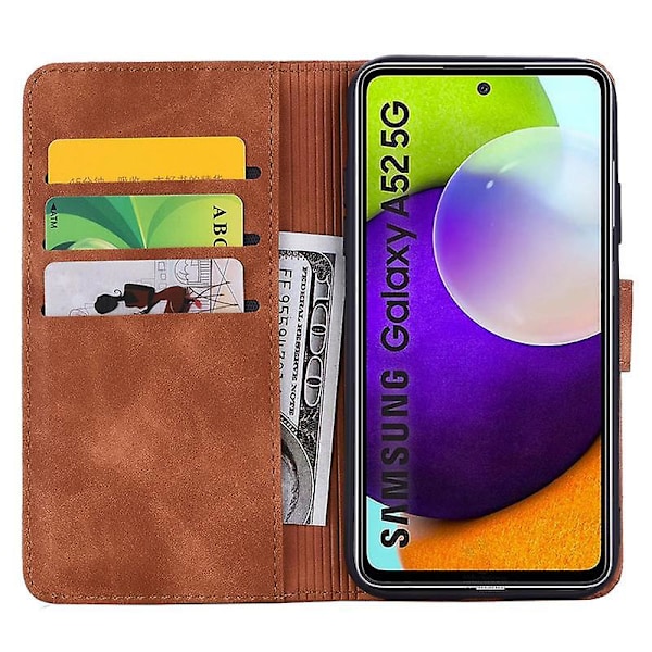 Plånboksfodral för Samsung Galaxy A52/A52S Premium PU Läder Flip Cover Mandala[HK] Brown