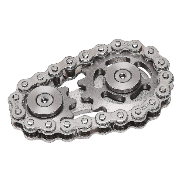 Cykelkæde Gear Fidget Spinner Gyro Rustfrit Stål Tandhjul Dekomprimeringslegetøj[HK] silver