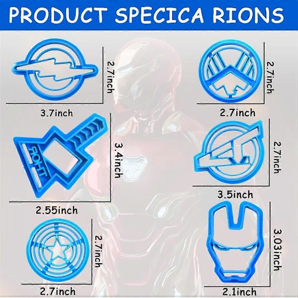 Kakformar Set - 10 Delar Batman, Spider-Man, Captain America, Iron Man Set Serie Sockerkaksformar Köksaccessoarer Skärformar[HK]