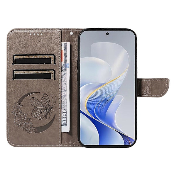 Kotelo vivo S19 5G/V40 5G -puhelimelle, lompakkomallinen, iskunkestävä, kukkakuvioinen perhosnahkainen puhelinkotelo [HK] Style D Multicolor