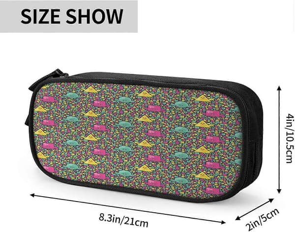 xc2253 Tribal Folk Pattern Triangle Pencil Case with Velcro Patch Panel - Customizable Emblem Design for Schools, Teams, Events xc2253[HK]