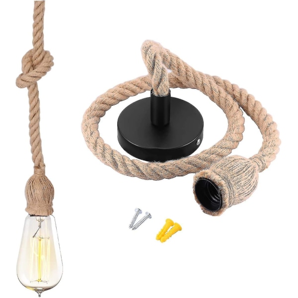 Tau-lysestake, Tau-hengende lampe, E27 Tau-hengende lampe (100 cm), Kompatibel med spisestue, restaurant, bar, kafé, uten pærer [HkkK]