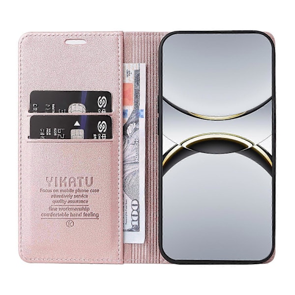 Til Oppo Find X8 Pro 5G Wallet Case YIKATU YK-001 PU Læder Telefon Cover med Stand - Grøn[HK] Rose Gold Multicolor