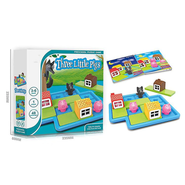 De tre små grisarna och den stora dåliga vargen bordsspel (48 nivåer) Intelligence Series Leksaker Barnspel[HK]