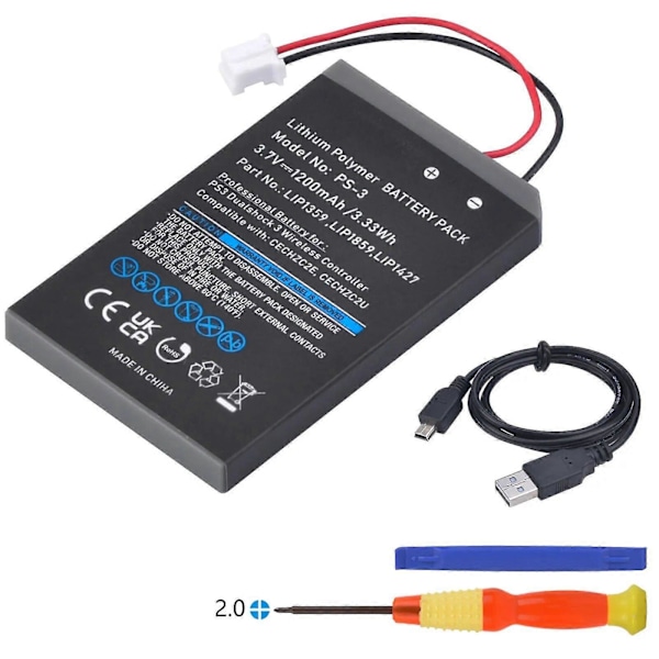 PS3 Controller Batteri LIP1359 LIP1859 LIP1427 Batteripakke kompatibel med Sony Playstation 3 PS3 Dualshock 3 Bluetooth Controller[HK] color
