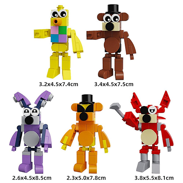 Den perfekte julegaven  Gaver Horror Five Nights Game Actionfigur Modell Byggeklossleker, fans Samleobjekt Hjemmedekor 5stk/sett