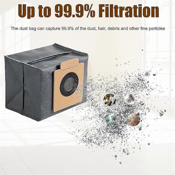 10 stk. støvsugerposer for Eufy Clean X8 Pro selv-tømmende stasjon robotstøvsuger rengjøring erstatningsdeler søppelpose[HK] BlackGray