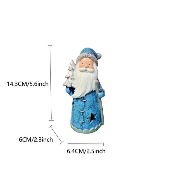 Jul tomte staty med LED-lampor heminredning julprydnader dekorativa nyårs bästa present [HK] D Blue