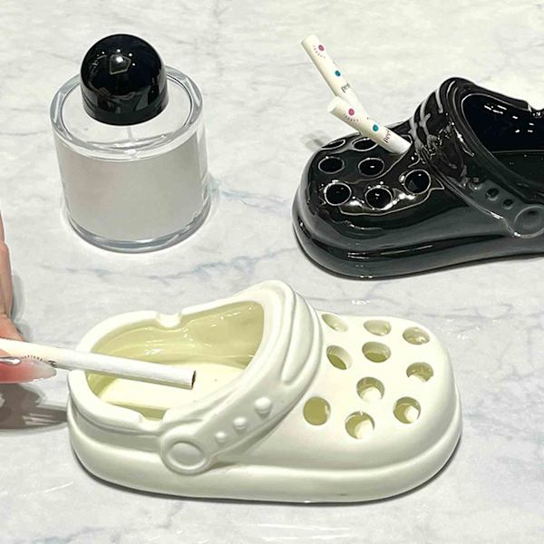 HK  Roliga Crocs askfattsprydnader - Crocs askfattsprydnader i keramik, roliga anti-flygaska prydnader, 100 % nya black