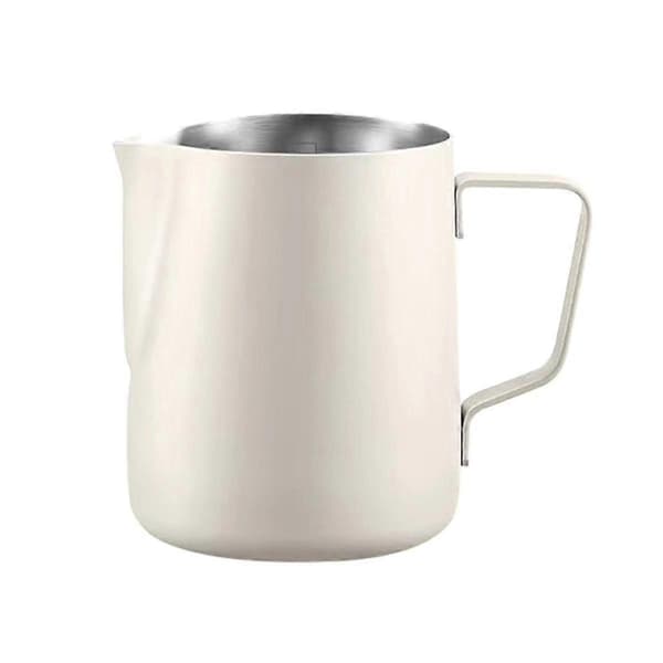 Mælkekande i rustfrit stål med rund tud til latte art, professionel mælkeskummer [HK] Light Grey