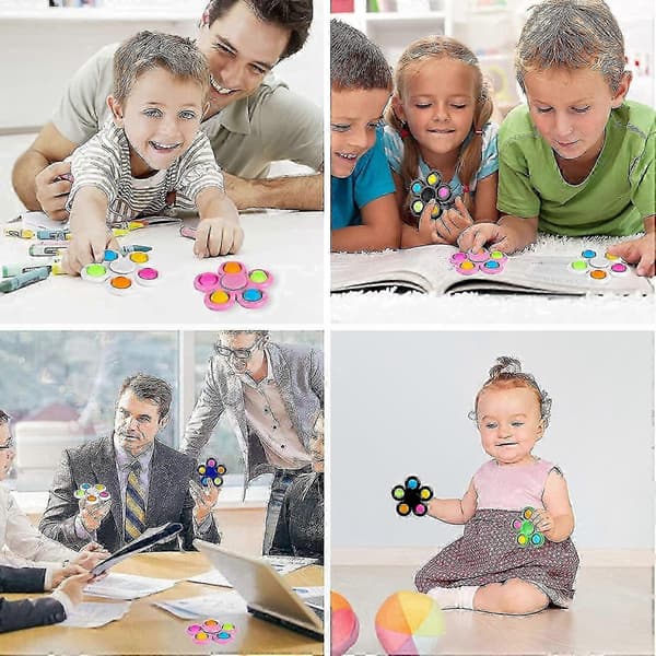 6-pack Push Bubble Fidget Spinners, Sensoriska Leksaker för Kalasgåvor och Stresslindring[HK]