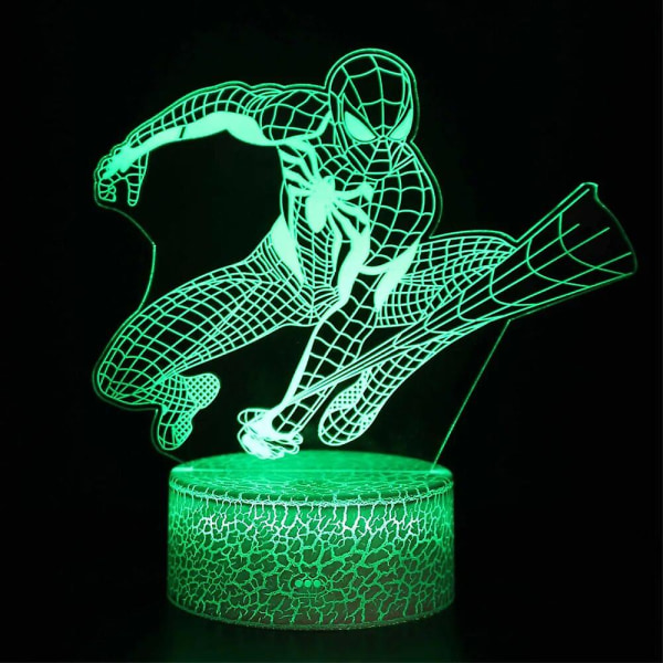 2024 Anime Character SpiderMan-lampa 3D LED-lampor Barn sovrumslampa LED-leksak Modell Dekoration Barngåva[HkkK] Light Green 7 colors no remote