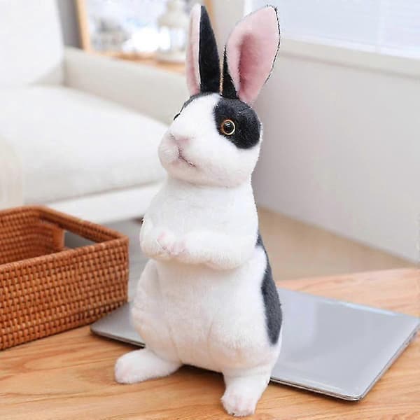 Blød Kanin Plyslegetøj til Piger Drenge, Simulation Udstoppede Dyr Gave[HK] black rabbit sitting