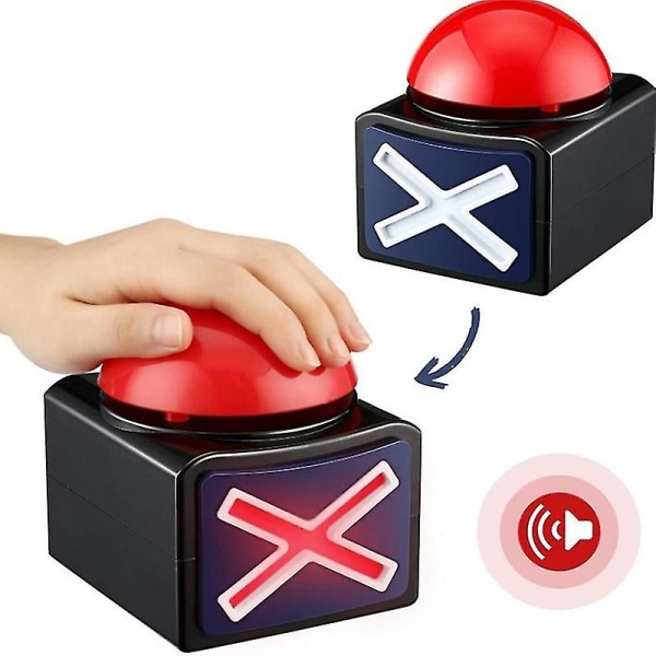 Game Answer Buzzer Alarm Button With Sound Light Trivia Quiz Got Talent Buzzer[HK] Red