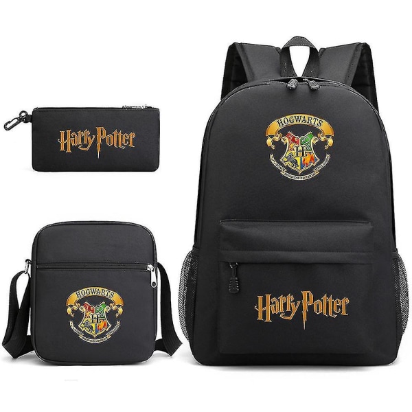 Barnehage Harry Potter Tredelt Skoleveske Trykt Stor Kapasitet Utendørs Ryggsekk[HK] black