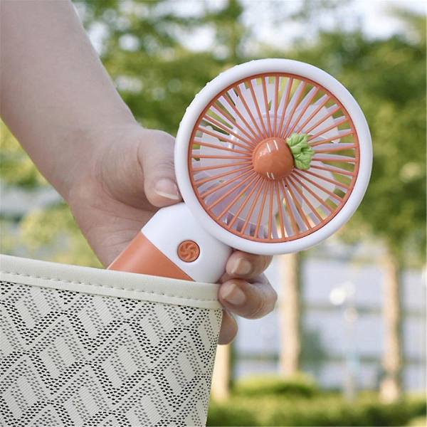 Gh Gh Portable Cartoon Mini Handheld Fan Folding Small Cooling Desk Fan Usb Rechargeable Orange