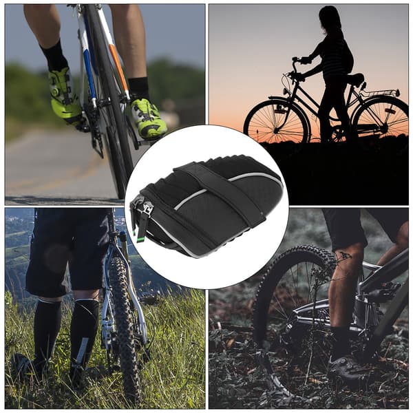 Bag til cykel, polyesterfiber med reflekterende tape, opbevaringsorganisator, sort
